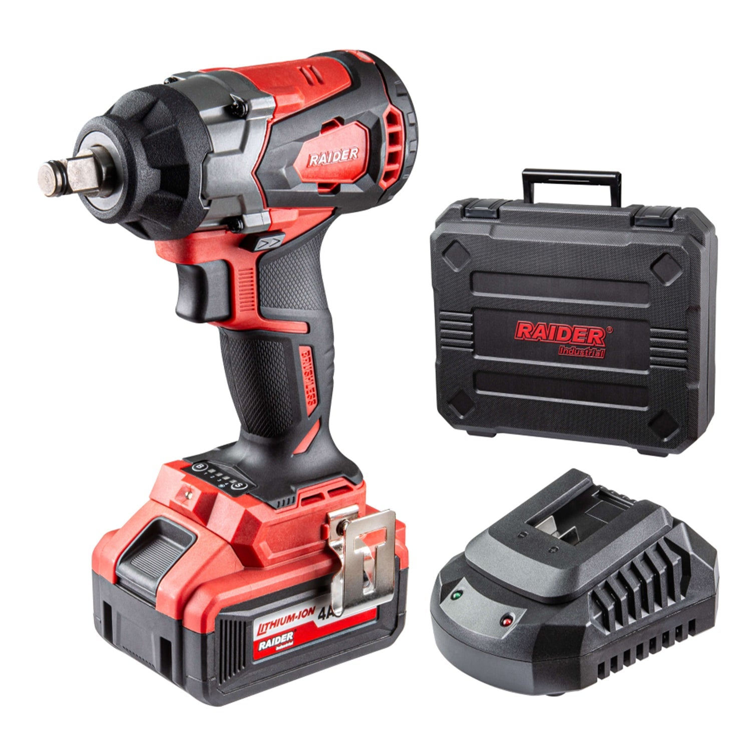 Akumulátorový rázový uťahovák 1/2'', 480Nm, 20V, 4Ah Raider