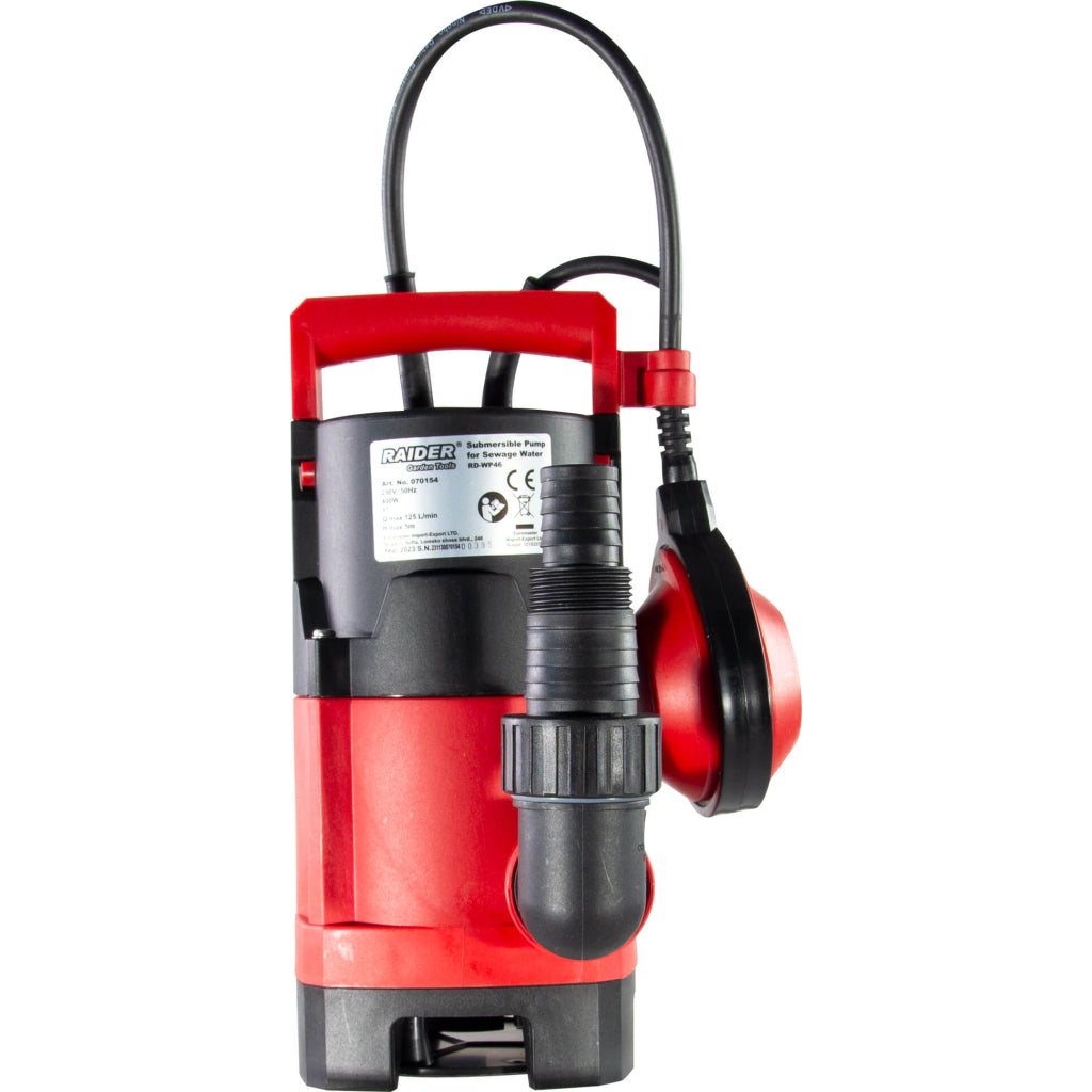 Ponorné kalové čerpdlo 400W, 1'', 125l/min, 25mm Raider