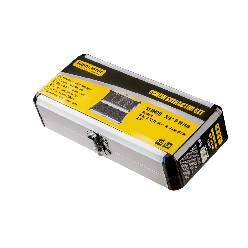 Sada 10 nástrčiek na odstraňovanie opotrebovaných skrutiek 3/8, 9–19 mm topmaster