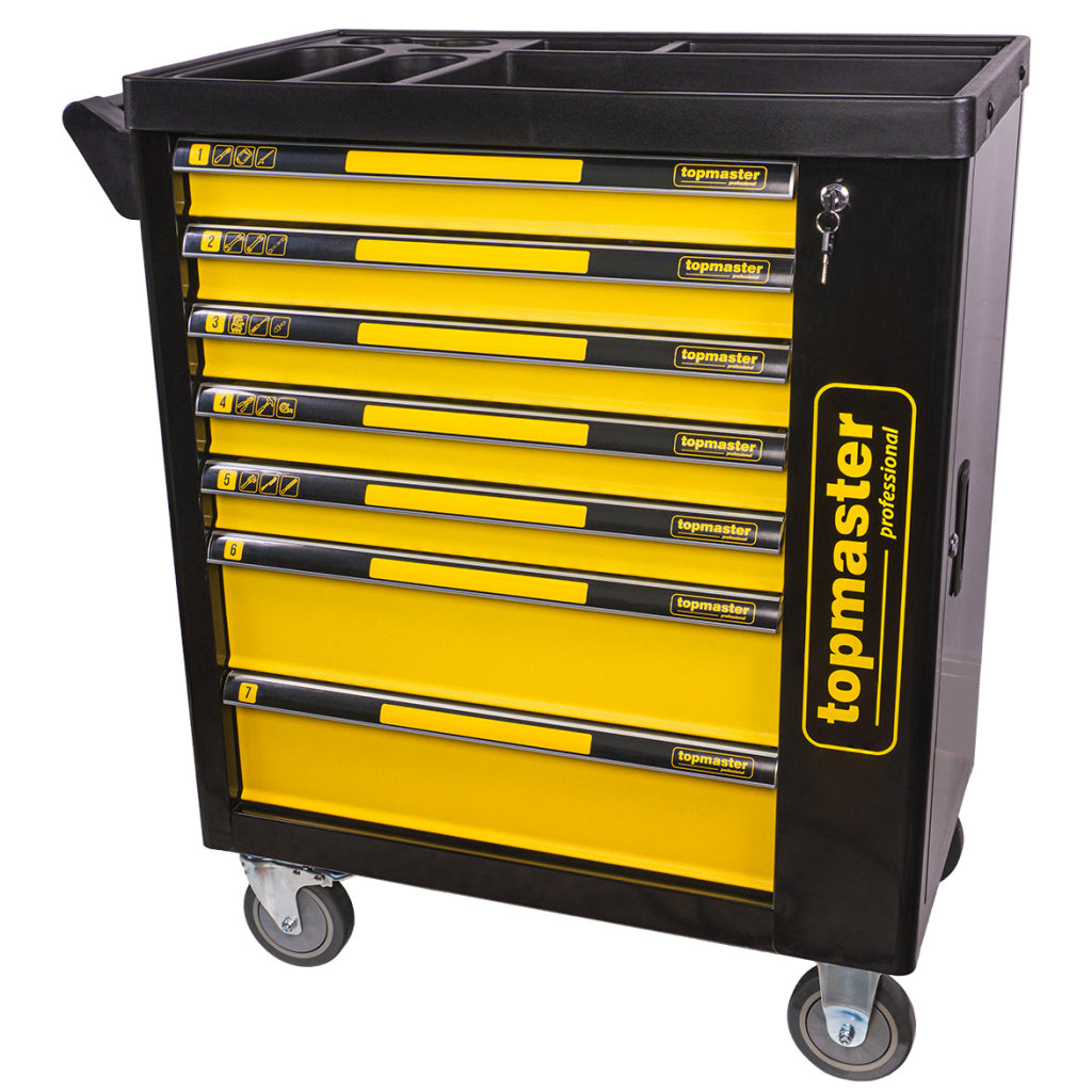 Profesionálna skrinka - dielenský vozík s náradím, so 7 zásuvkami, 5 vložiek, 219ks náradia - Topmaster Pro