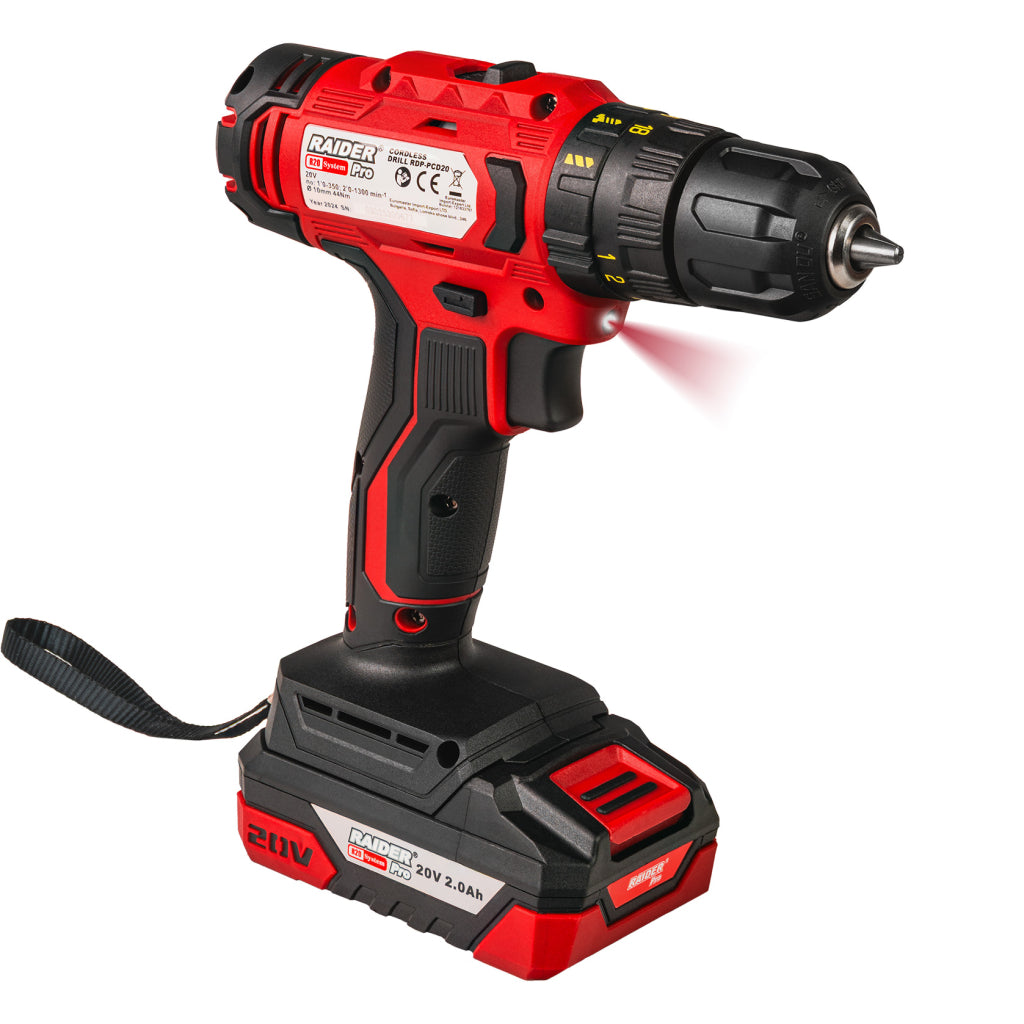 Sada: aku príklepová vŕtačka 44 Nm + rázový uťahovač 1/2", 320 Nm, 2× akumulátor 2 Ah – Raider Pro