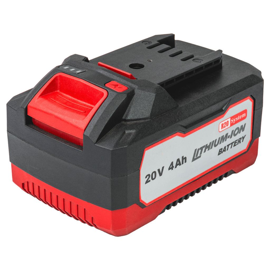 Uhlová brúska 125 mm s akumulátorom r20 4 ah, 2 rezné kotúče a plastový kufor raider pro