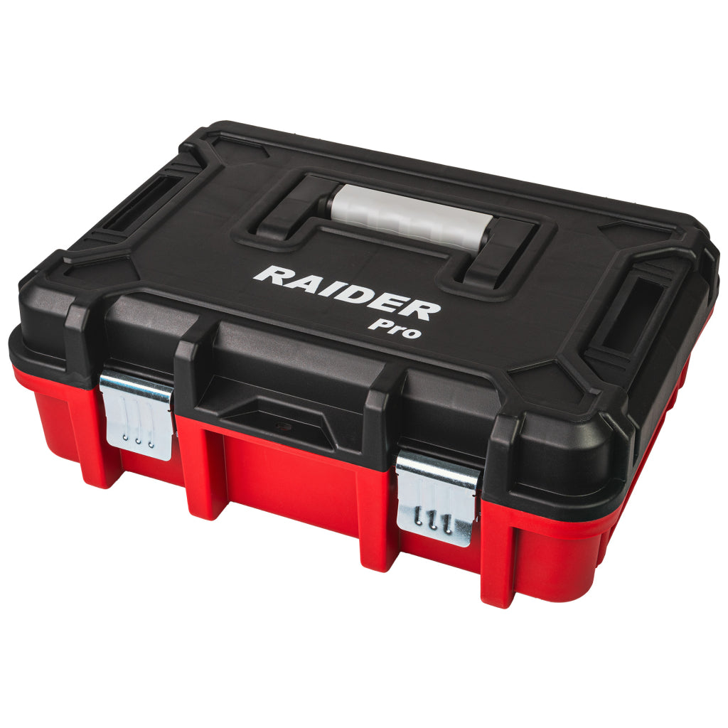 Uhlová brúska 125 mm s akumulátorom r20 4 ah, 2 rezné kotúče a plastový kufor raider pro