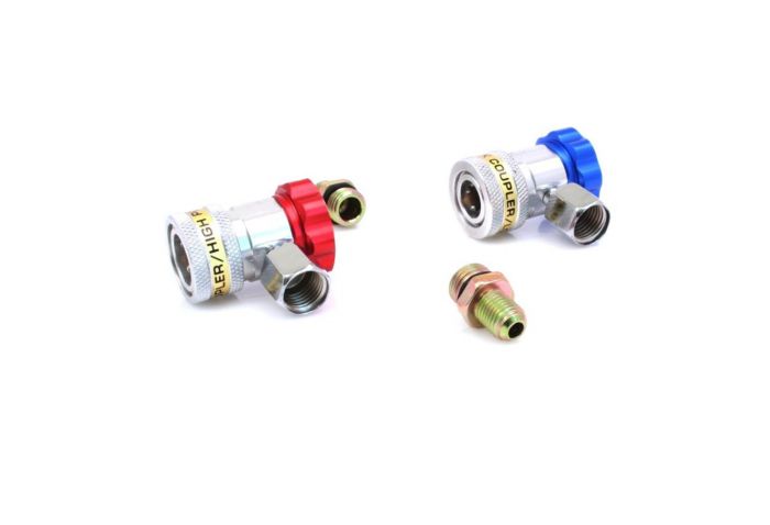 Sada rýchlospojok s ventilom a adaptérom pre klimatizačné prístroje 90 stupňov
