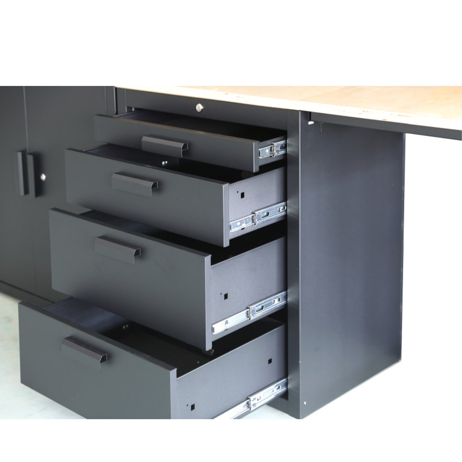 Premium zostava dielenského nábytku, kovová, 8 dielov, matná čierna