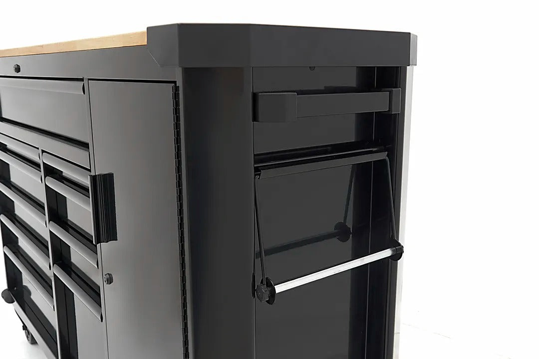 Profesionálna kovová skriňa 10 zásuviek mobilný vozík pracovný stôl 147cm, masívna drevená doska HBM holandsko