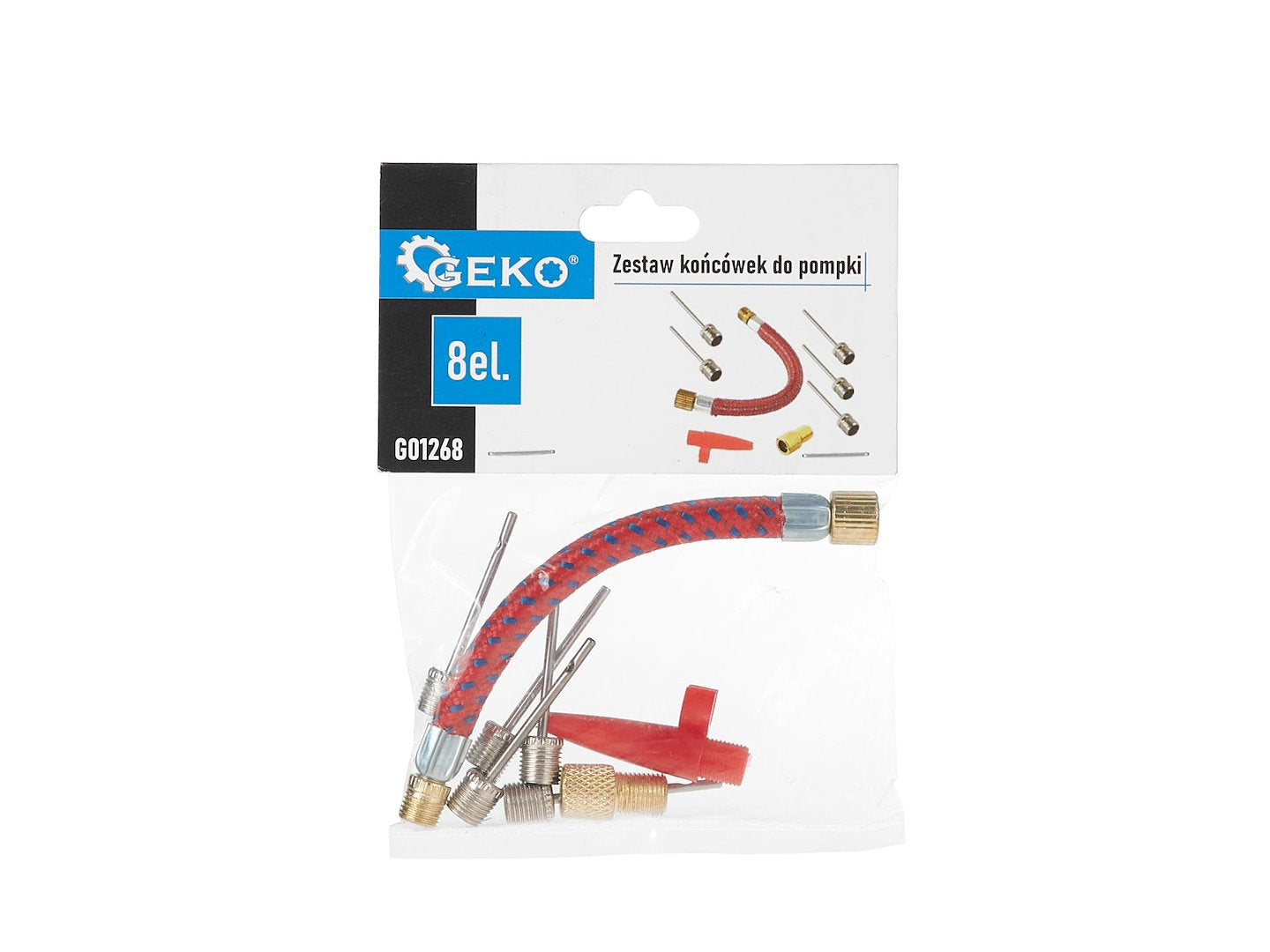 Súprava príslušenstva na univerzálne hustenie, ideálna pre autá, bicykle a nafukovacie predmety 8 dielov GEKO