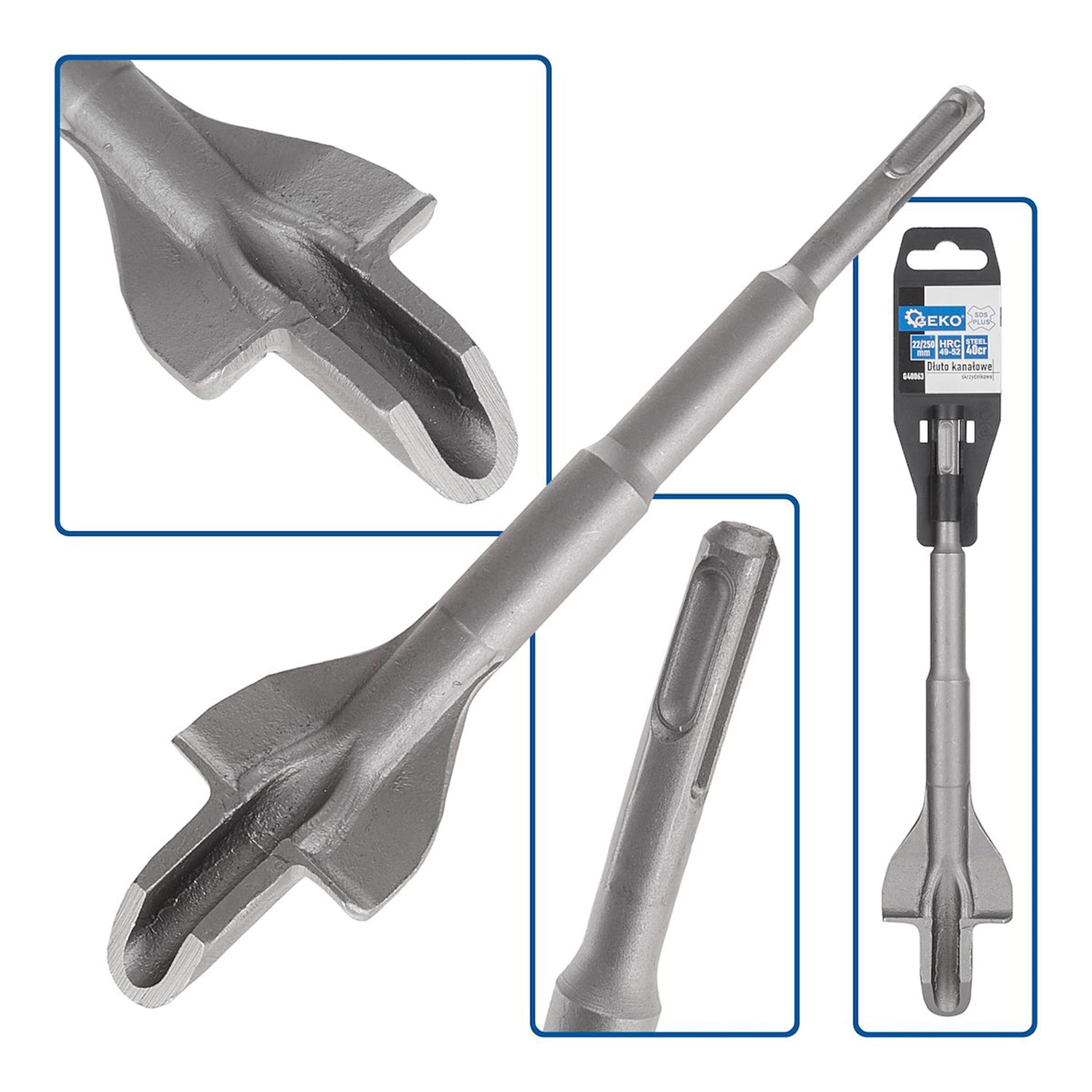 Sekáč sds plus s drážkou 22x250mm GEKO