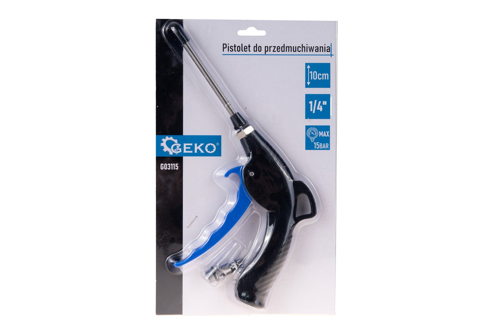 Ofukovacia pištoľ s tryskou - dýzou 10cm a rýchlospojkou 1/4'' Geko