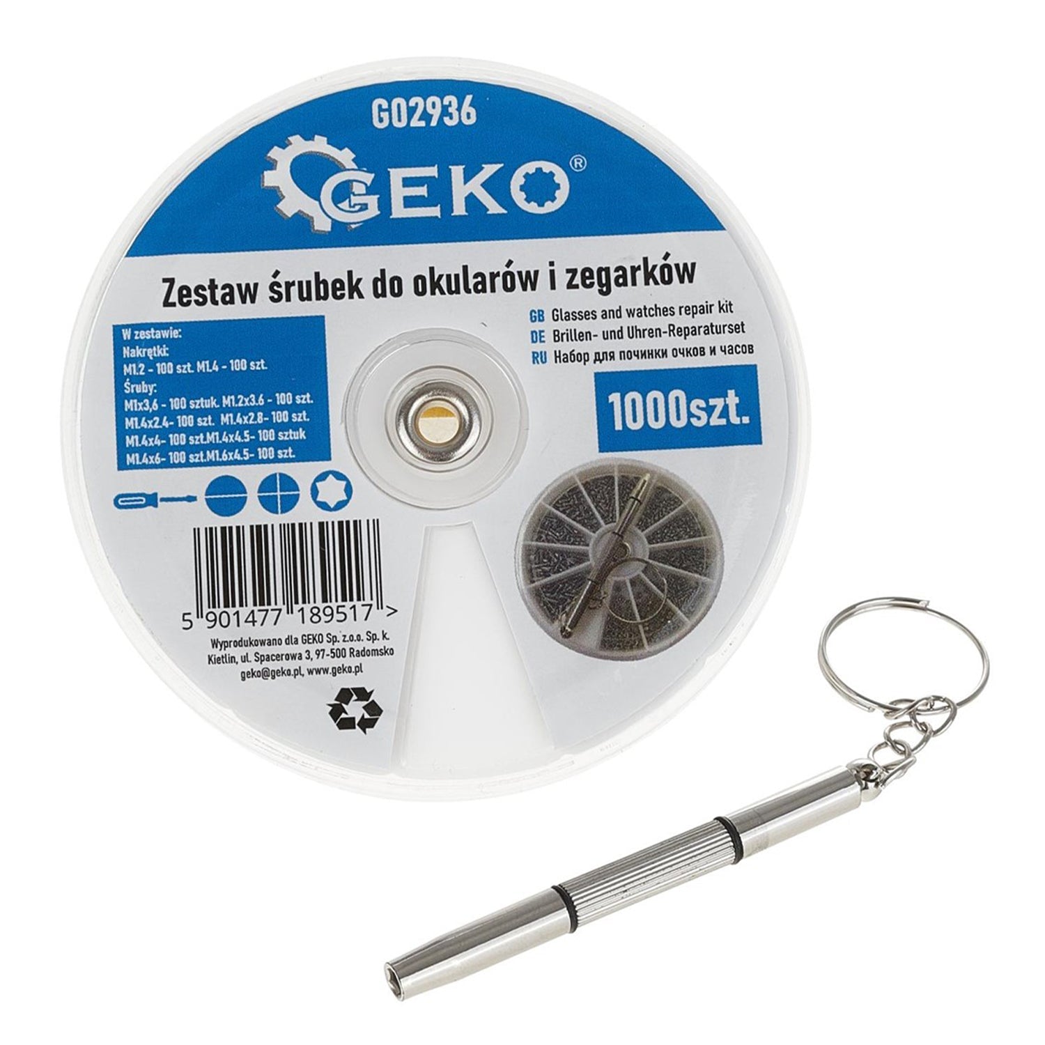 Sada hodinárskych a optických skrutiek so skrutkovačom 1000 kusov geko