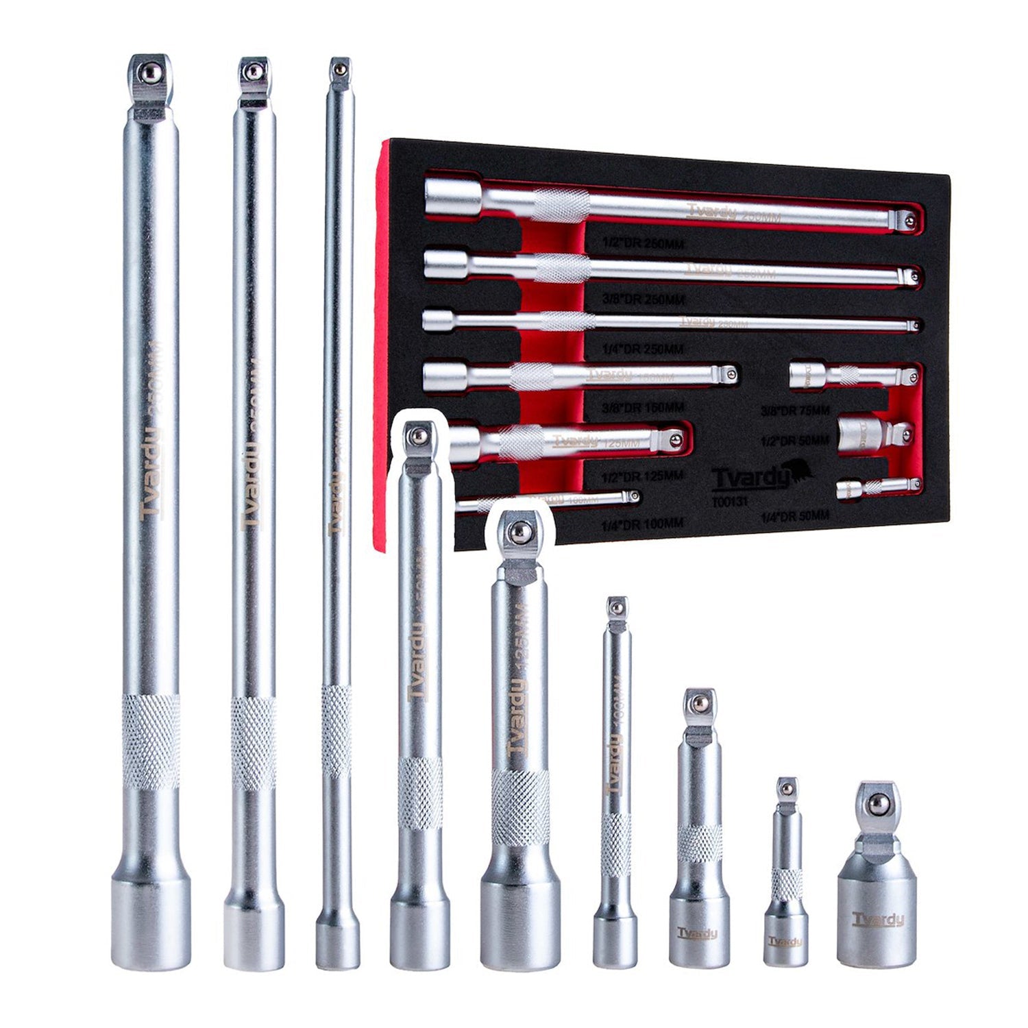 Sada 9 kĺbových predĺžení 1/4'' 3/8'' 1/2'' Cr-V