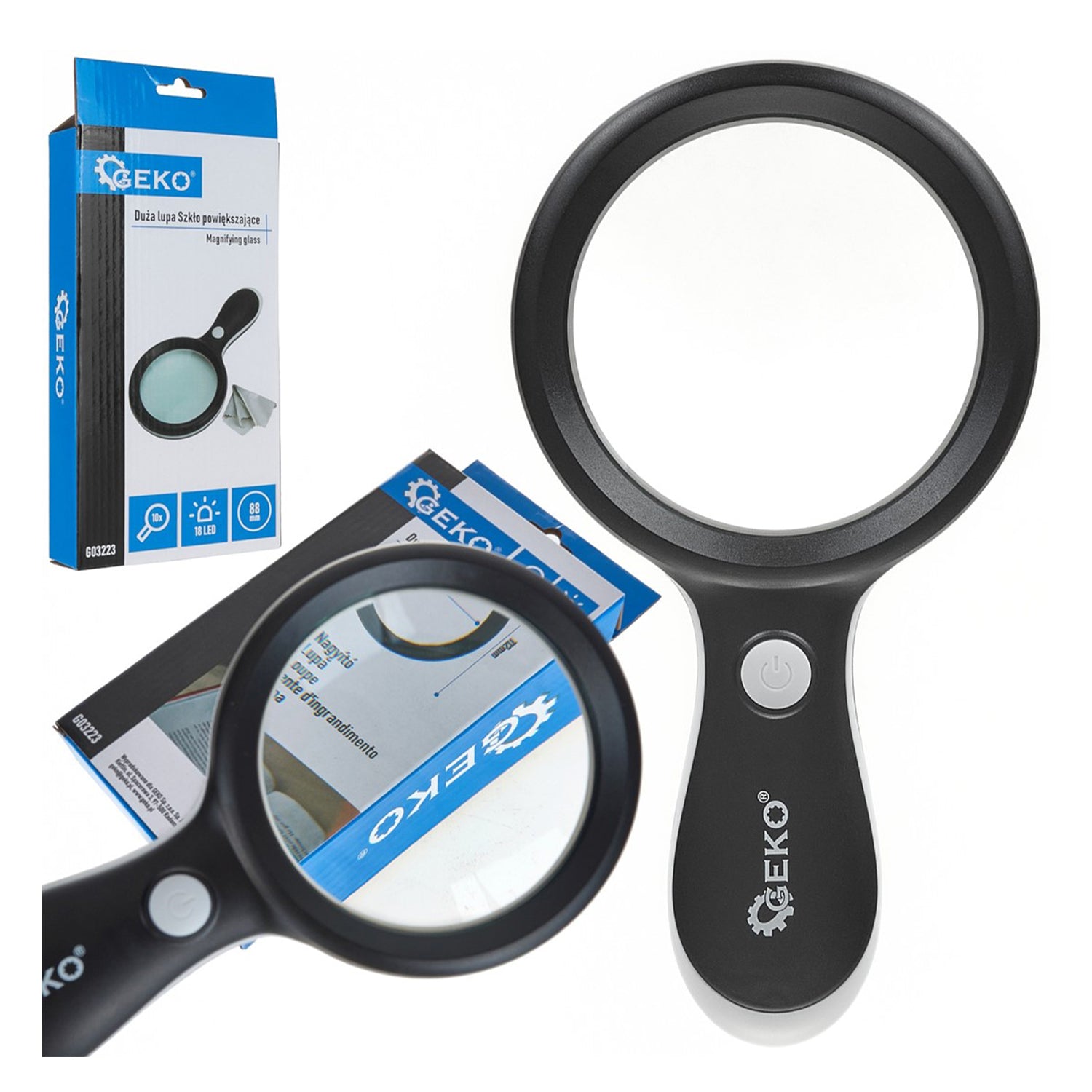 Lupa s LED svetlom 10 × 88mm Geko