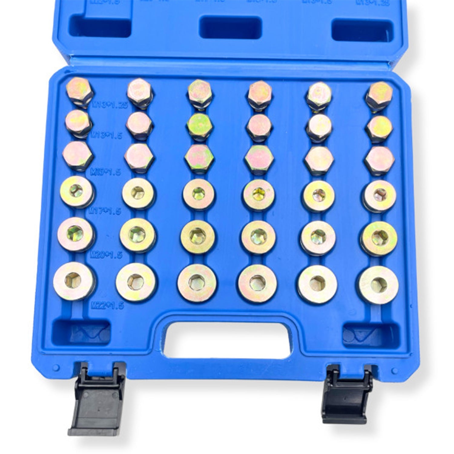 Súprava na opravu, vyrovnanie a výmenu závitov výpustnej skrutky olejovej vane 114 kusov