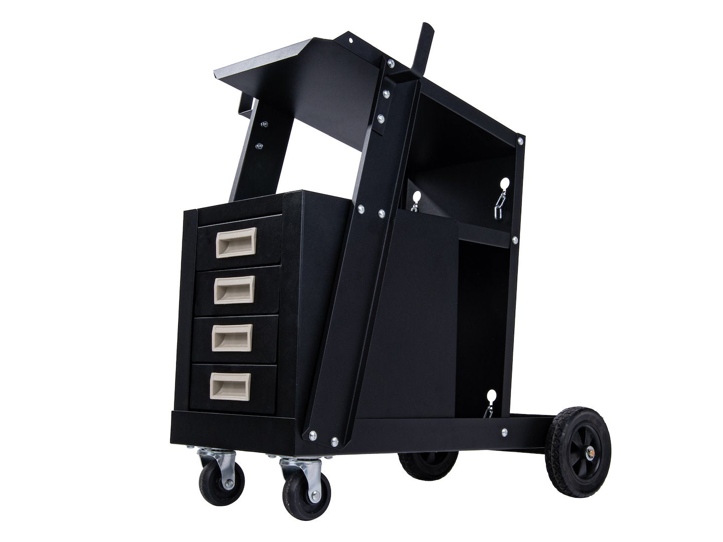 Vozík na zvárací prístroj s rukoväťou a 4 zásuvkami