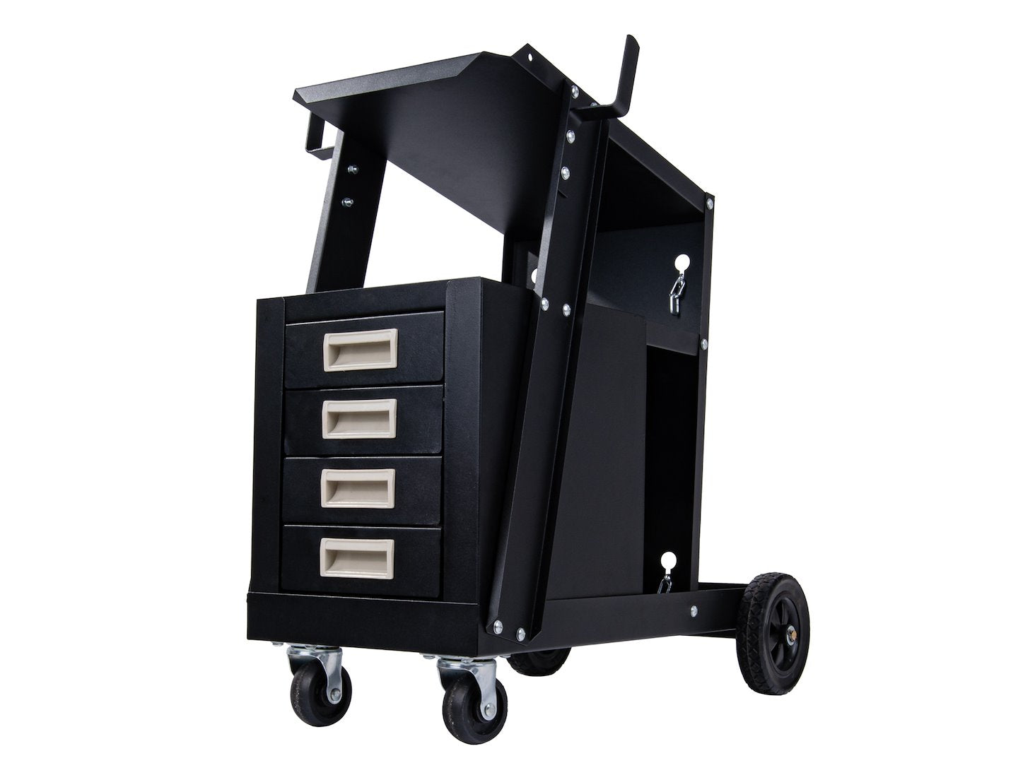 Vozík na zvárací prístroj s rukoväťou a 4 zásuvkami