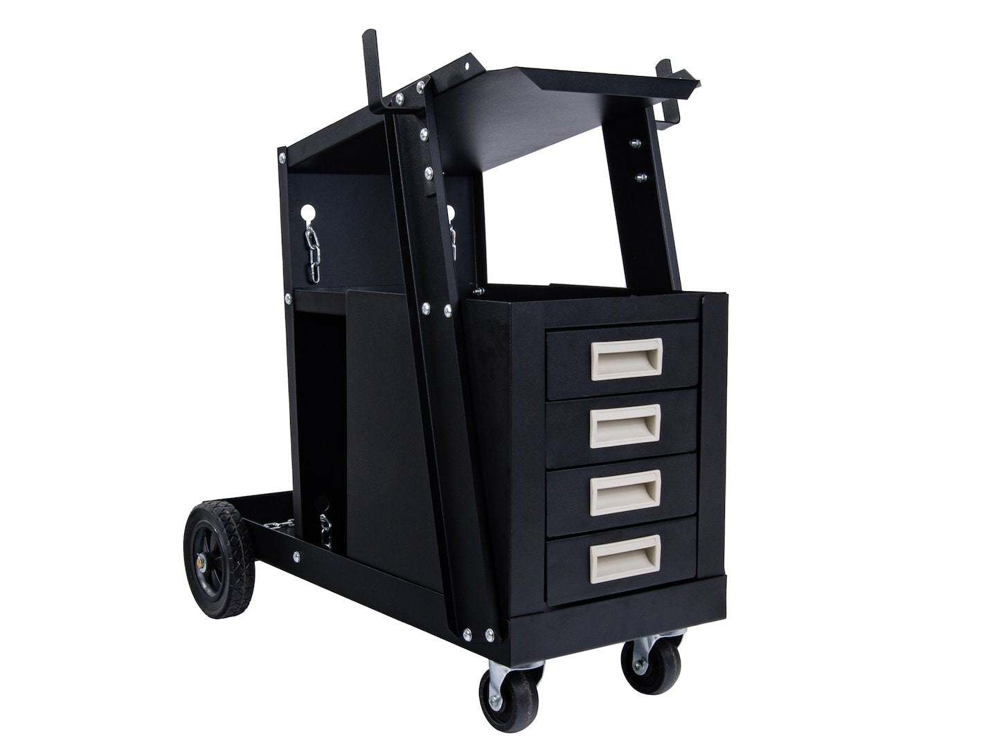 Vozík na zvárací prístroj s rukoväťou a 4 zásuvkami