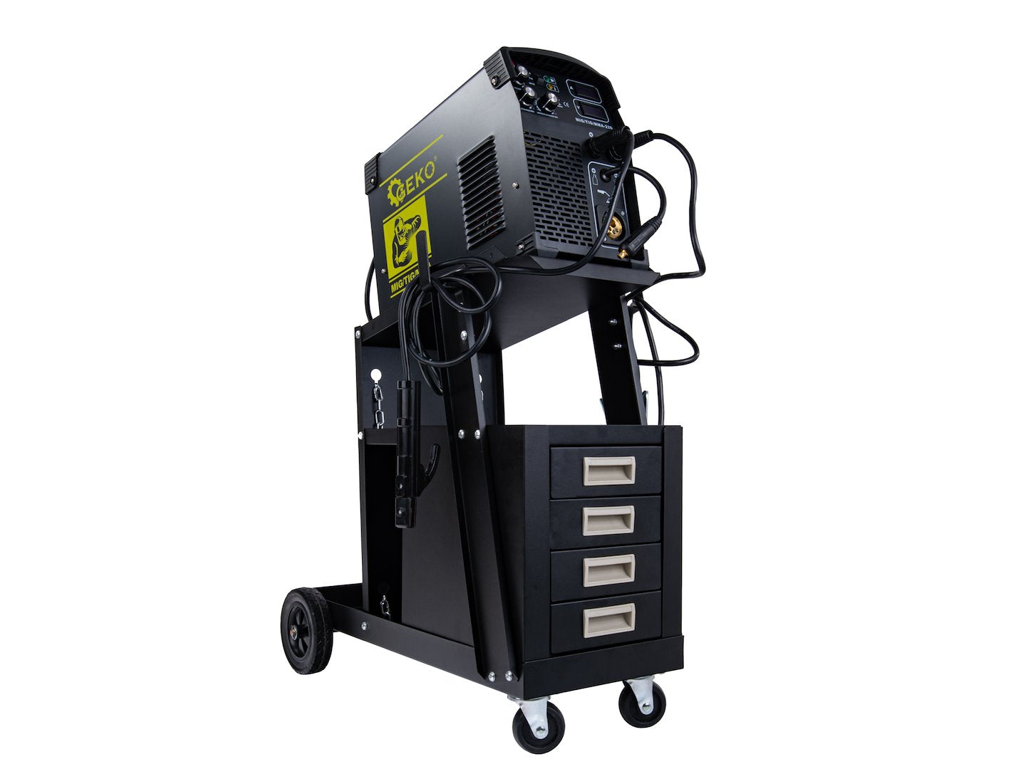 Vozík na zvárací prístroj s rukoväťou a 4 zásuvkami