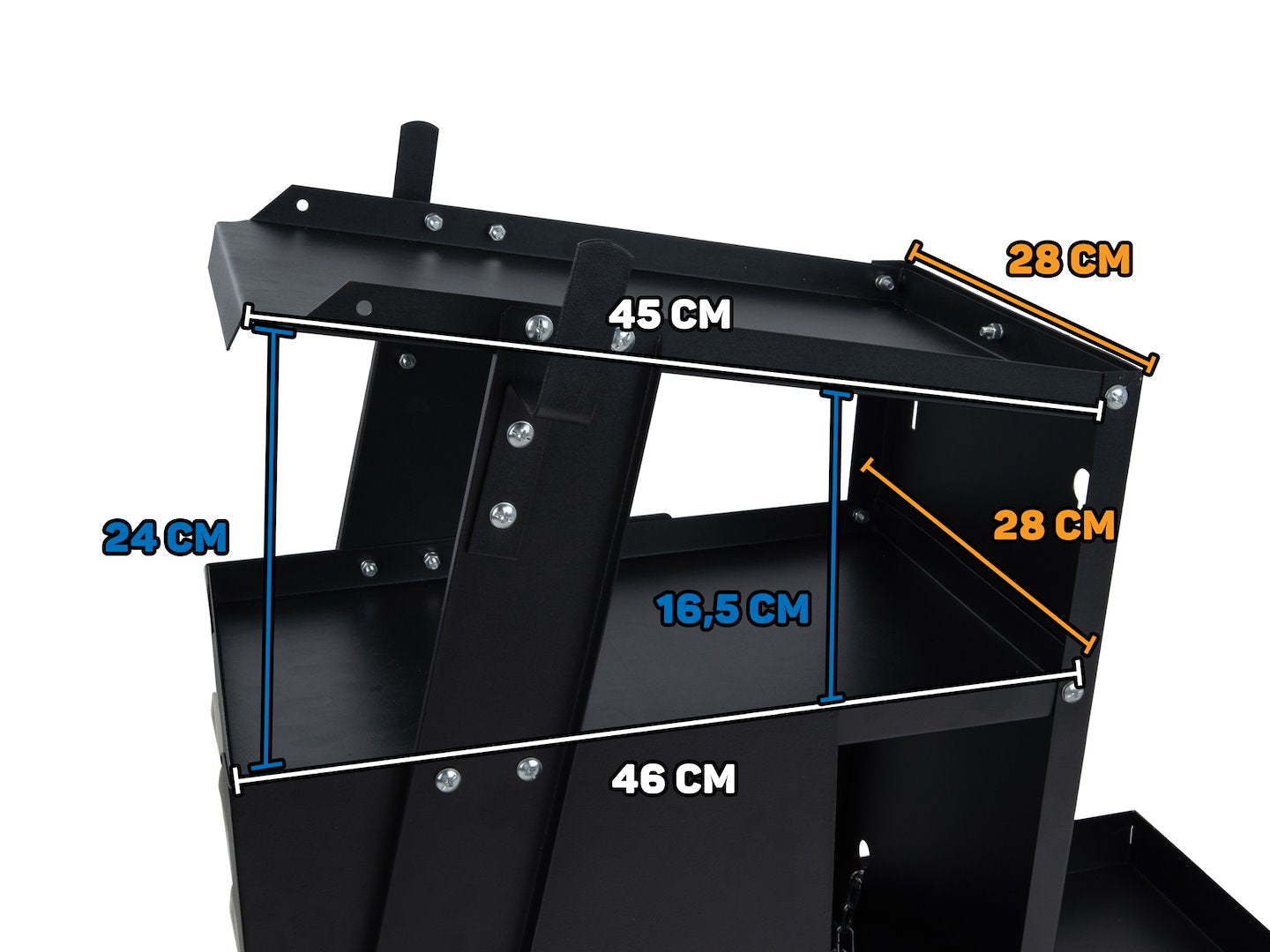 Vozík na zvárací prístroj s rukoväťou a 4 zásuvkami