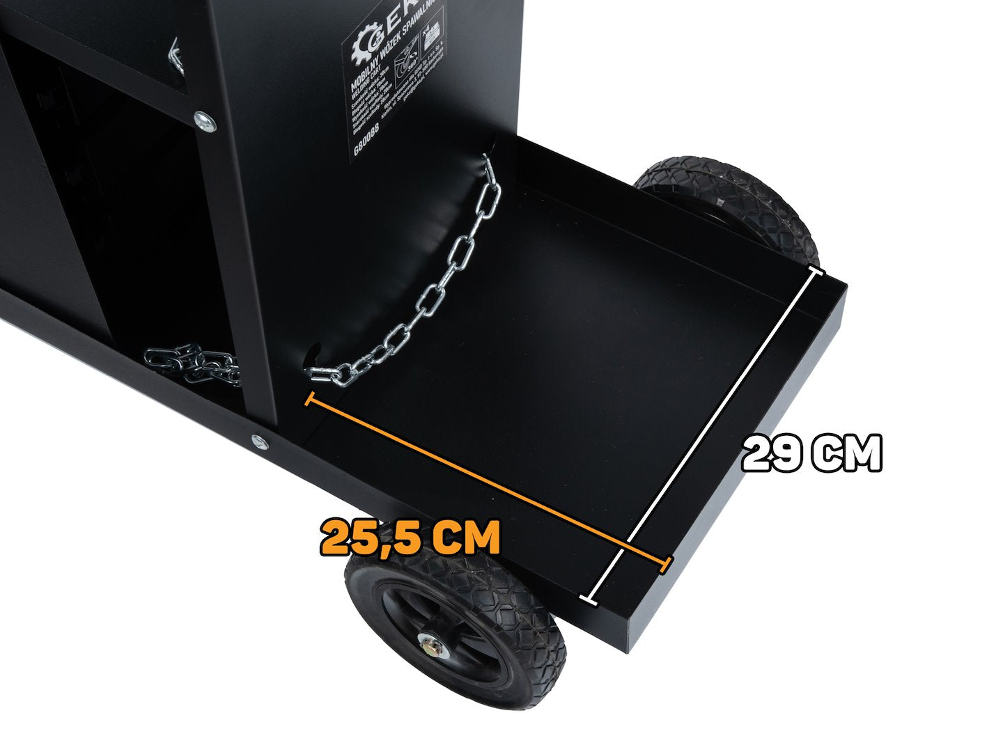 Vozík na zvárací prístroj s rukoväťou a 4 zásuvkami