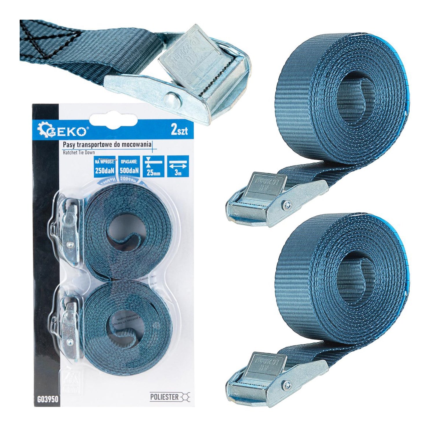 Sada 2 upínacích popruhov 25mm x 3m, 250kg