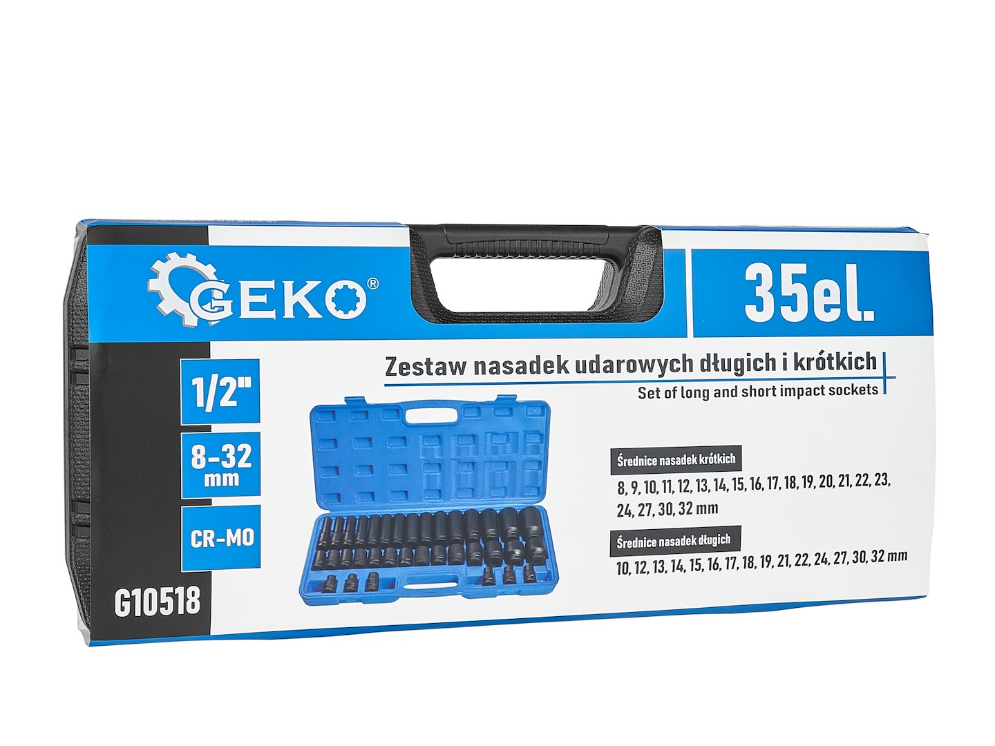 Súprava krátkych a dlhých nárazových orechov 1/2 8–32mm 35 dielov