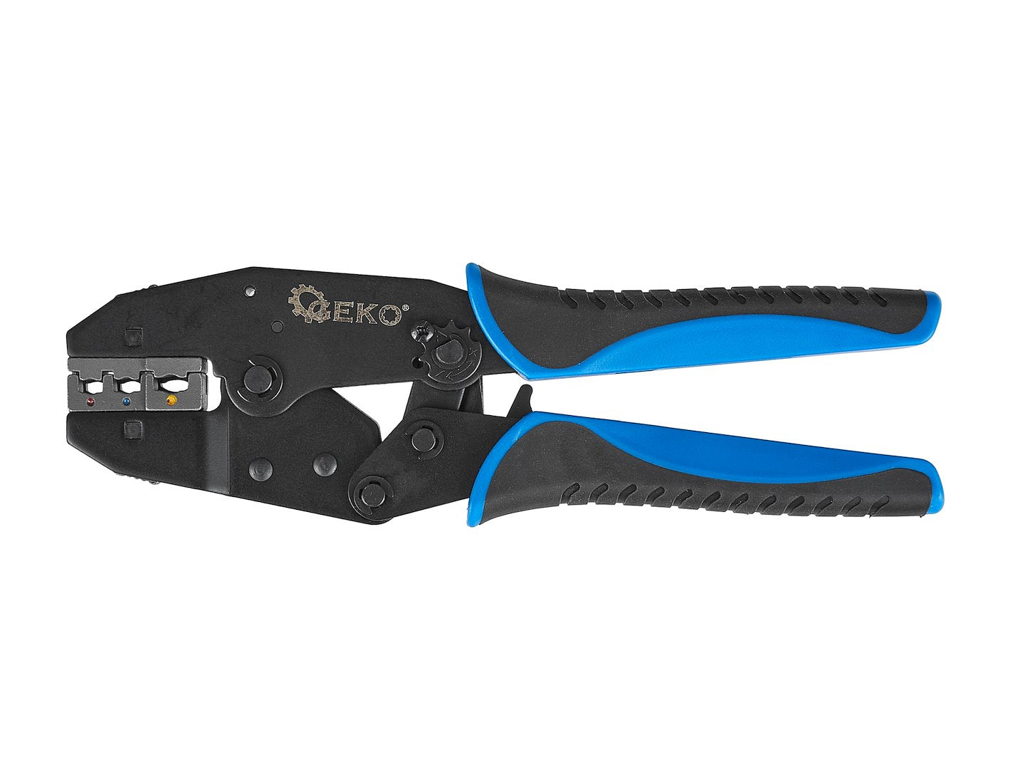 Kliešte na krimpovanie koncoviek a spojok s 5 vymeniteľnými hlavami GEKO