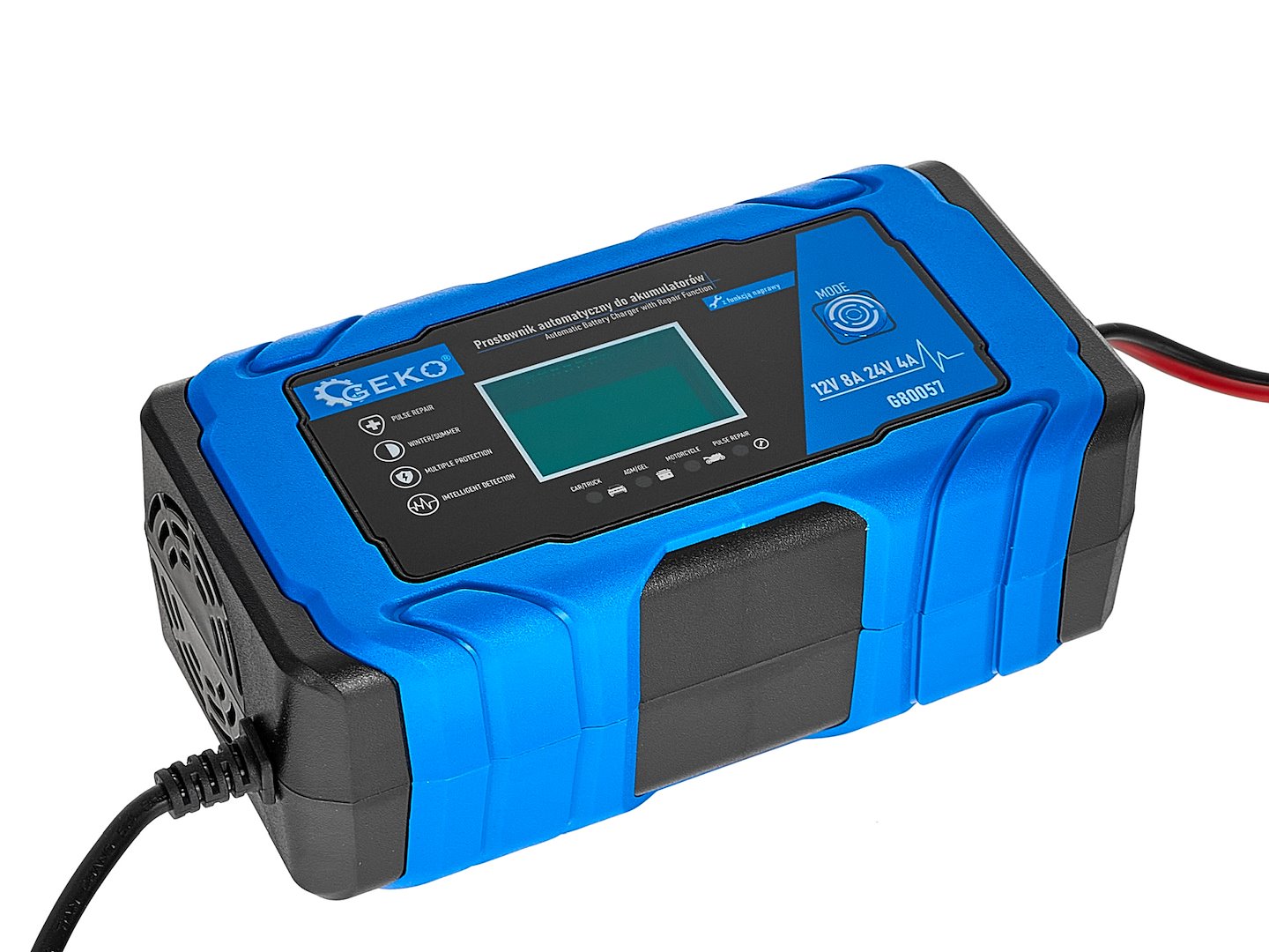 Nabíjačka auto a moto batérií s digitálnym LCD displejom 12/24V, 8A, s režimom opravy Geko