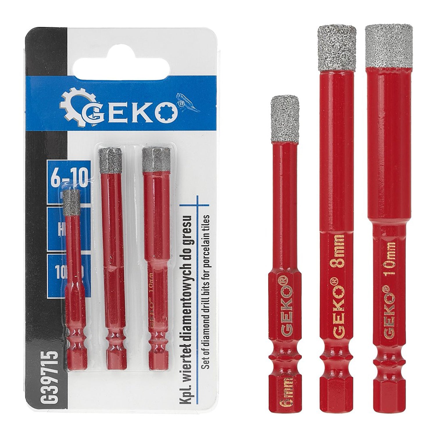 Set 3 diamantových vrtákov na keramické obklady, gres a dlažbu 6 - 10mm