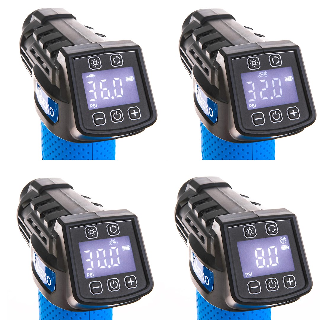 Prenosný akumulátorový kompresor do auta 12V s LCD displejom GEKO