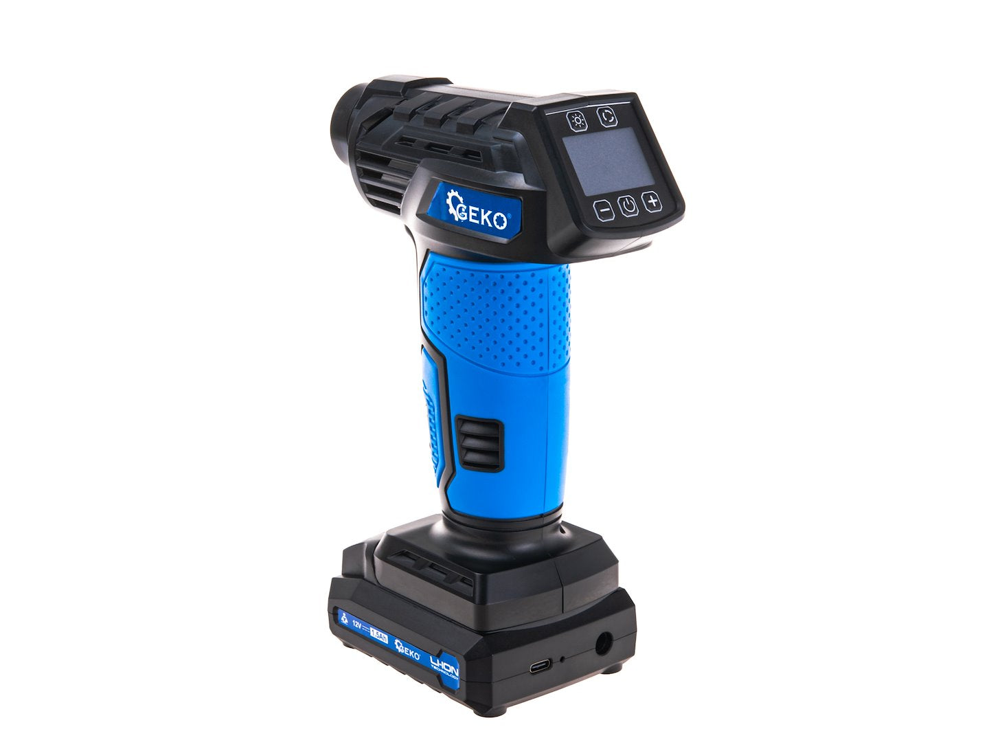 Prenosný akumulátorový kompresor do auta 12V s LCD displejom GEKO