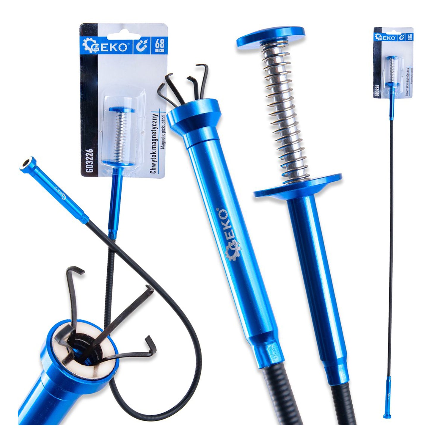 Flexibilný magnetický vťahovač s magnetom, pazúrmi a LED 68cm