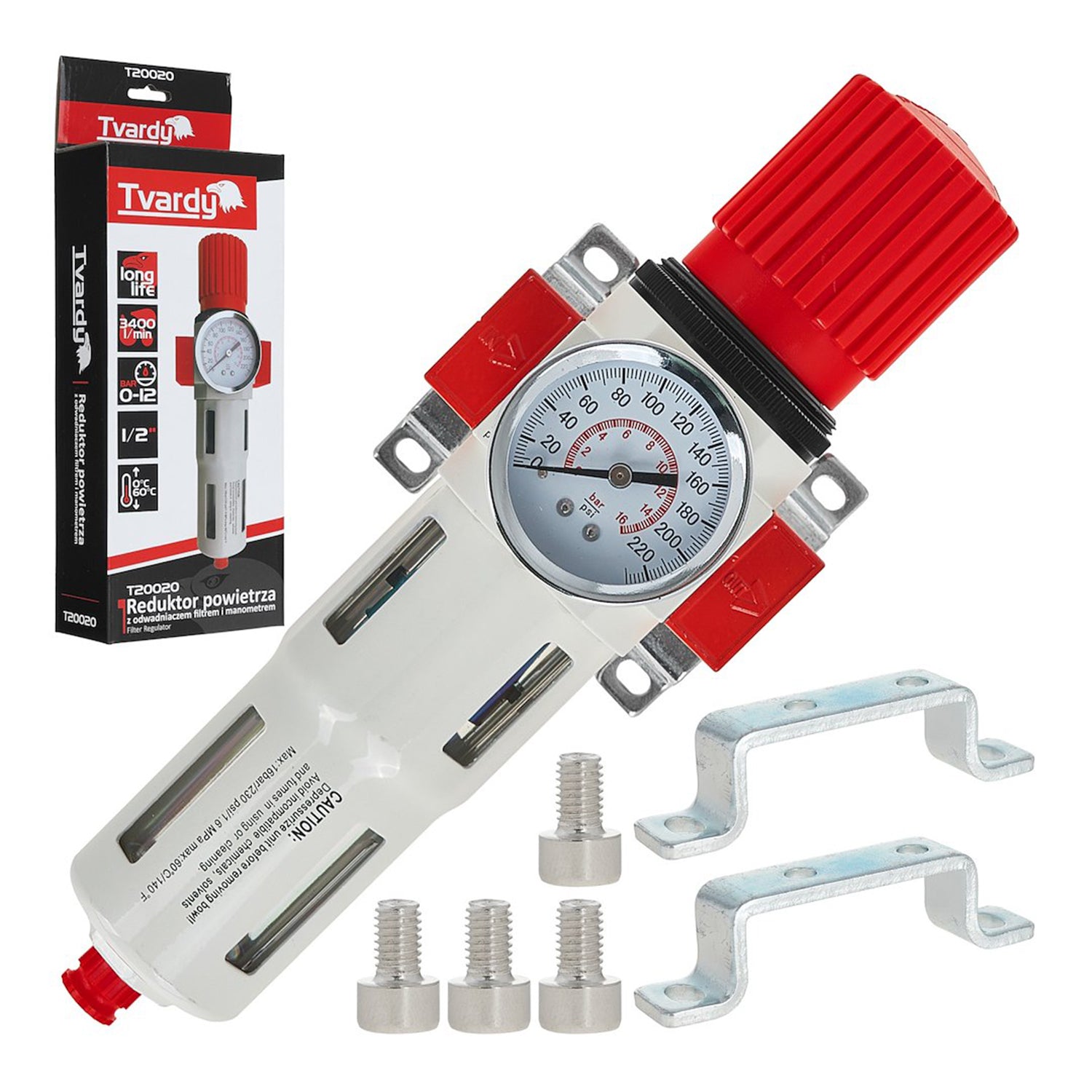 Filter stlačeného vzduchu s regulátorom tlaku 1/2'' Tvardy