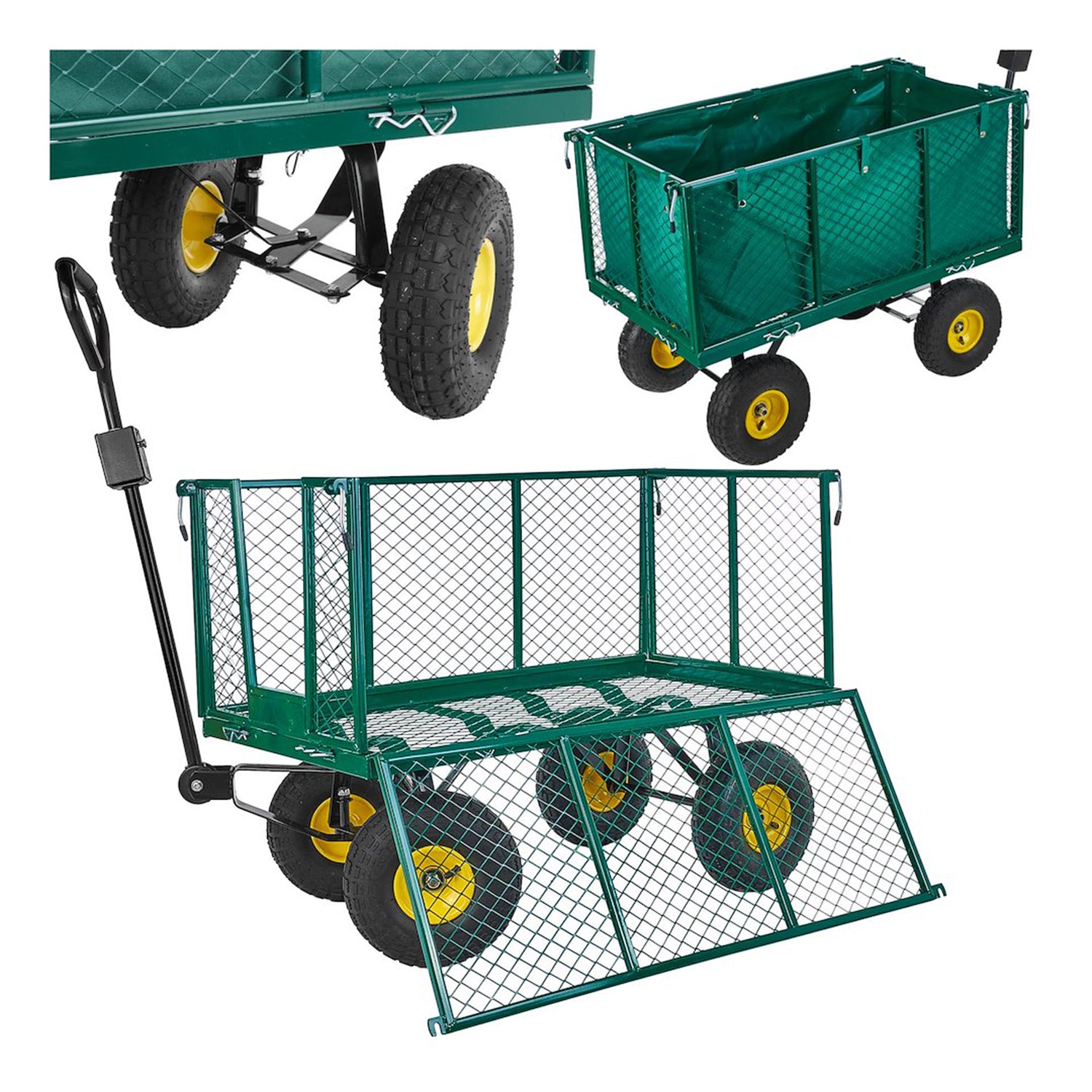 Záhradný vozík s otváracími bočnicami 220l, 96 x 51 x 40cm, Geko