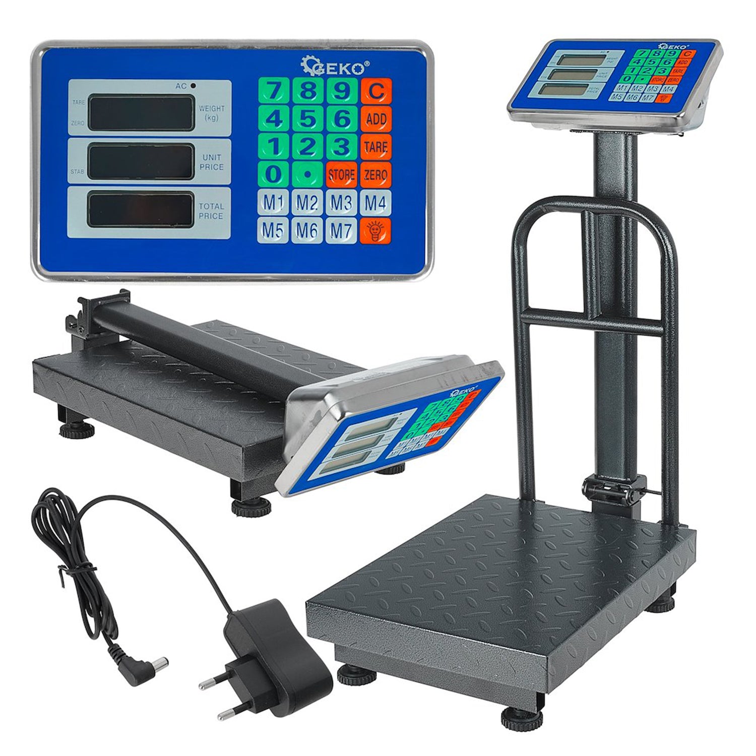 Digitálna plošinová váha s LCD displejom, obchodná, 150kg, Geko
