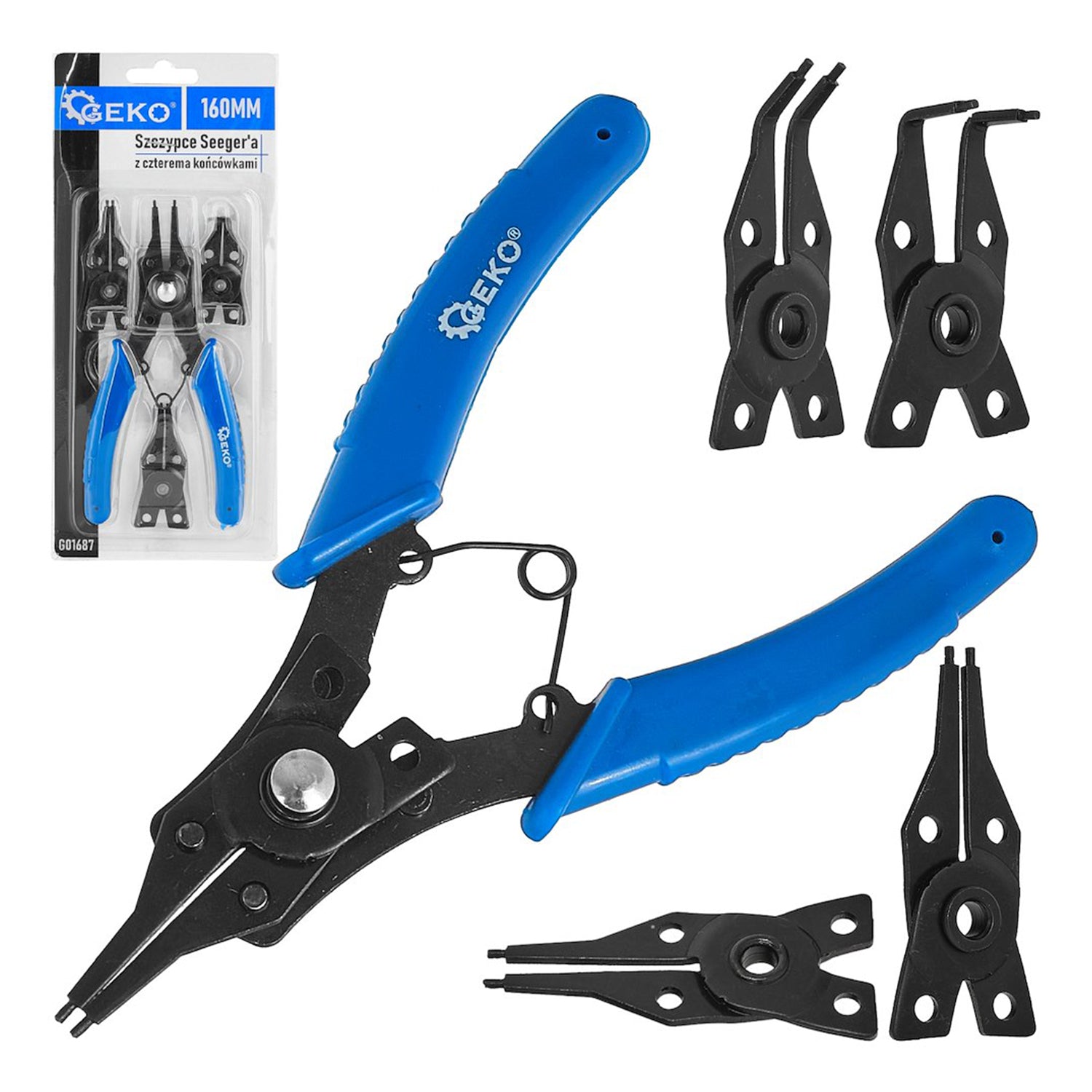 Segerové kliešte s vymeniteľnými čeľusťami 160mm Geko