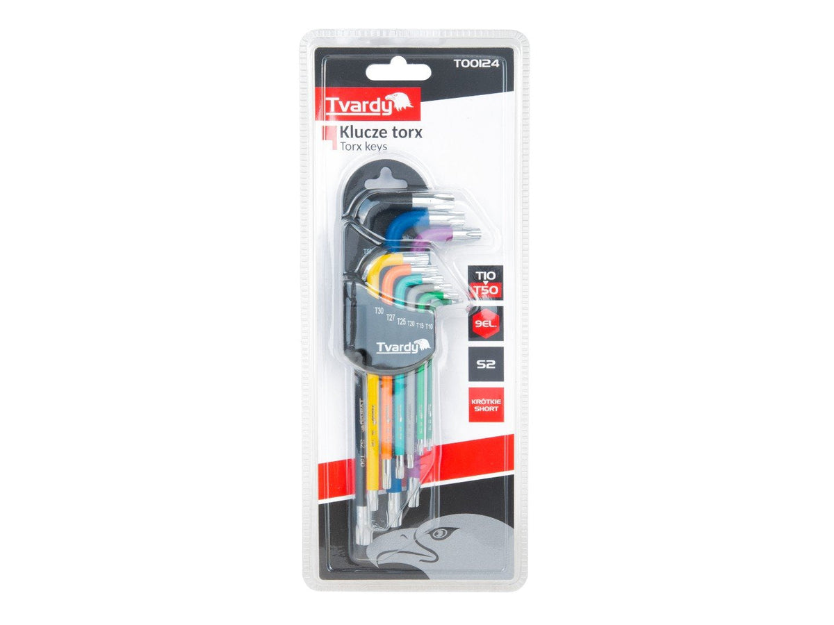Sada krátkych Torx kľúčov T10-T50, 9ks Tvardy