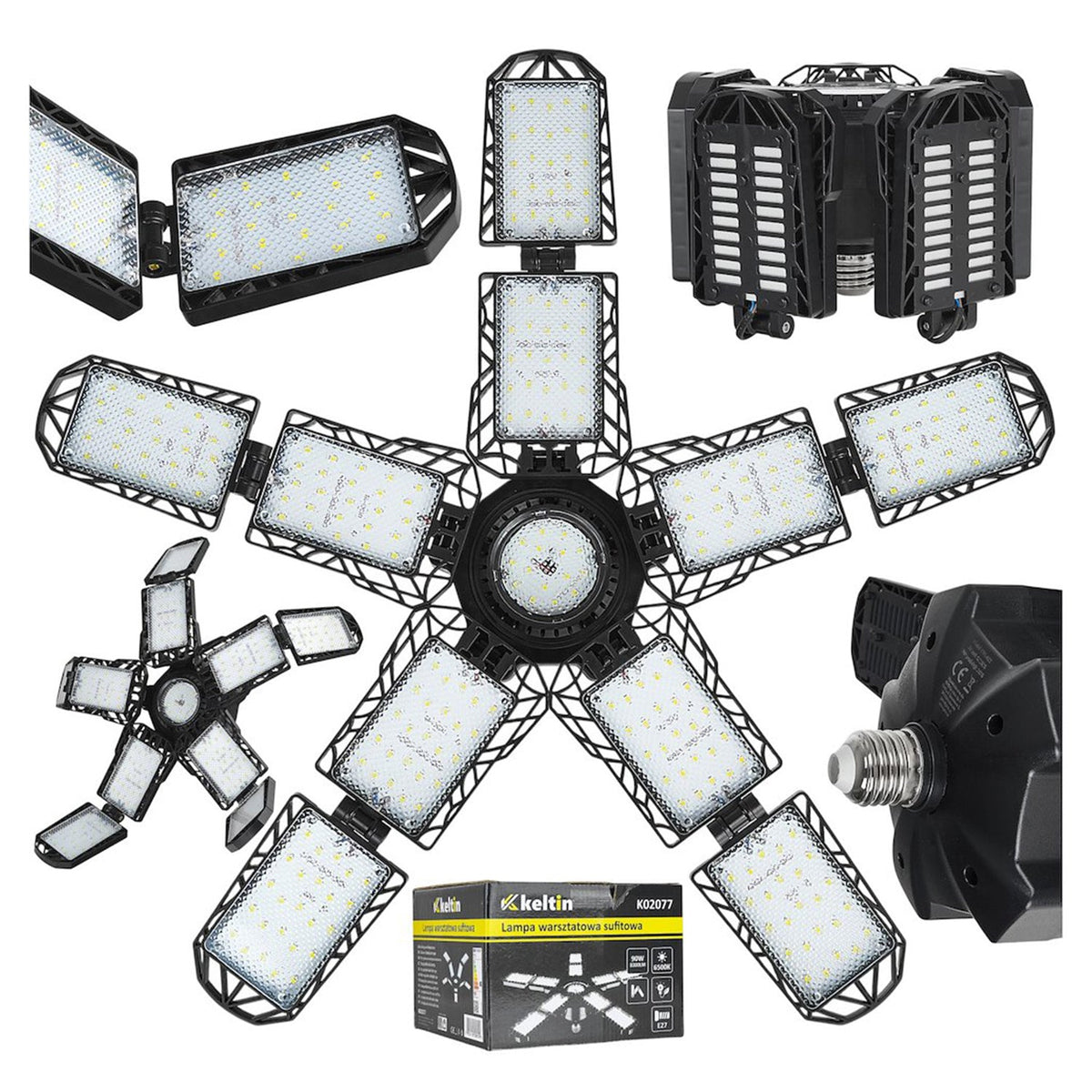 Skladacia LED lampa - žiarovka E27 90W 8300lm 6500K Keltin