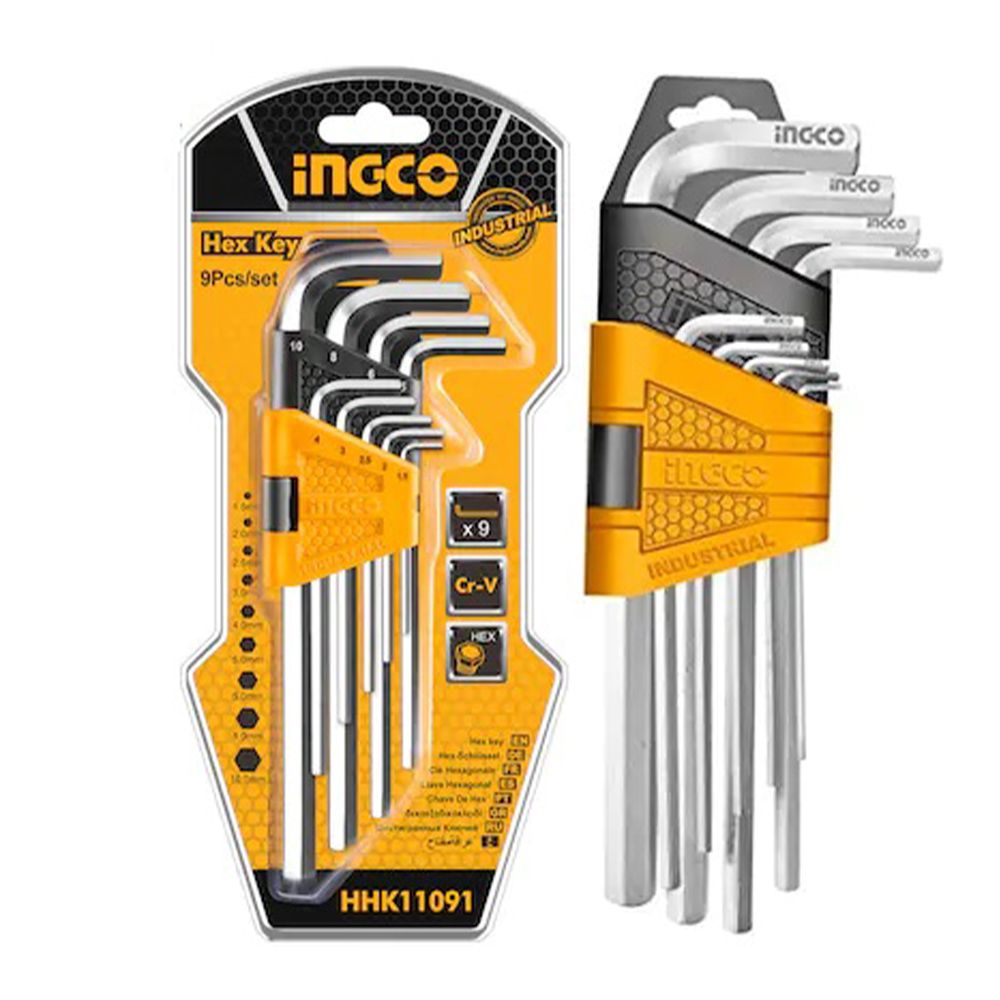 Sada 9 dlhých imbus kľúčov typu l s držiakom ingco