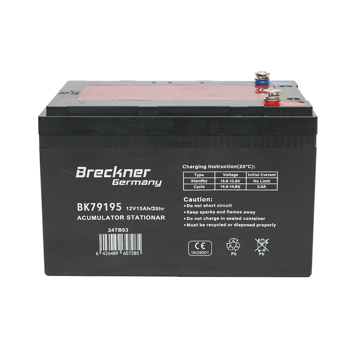 Gélový akumulátor pre solárne systémy 12 V, 15 Ah, 20HR, 150 × 100 × 100 mm, Breckner Germany