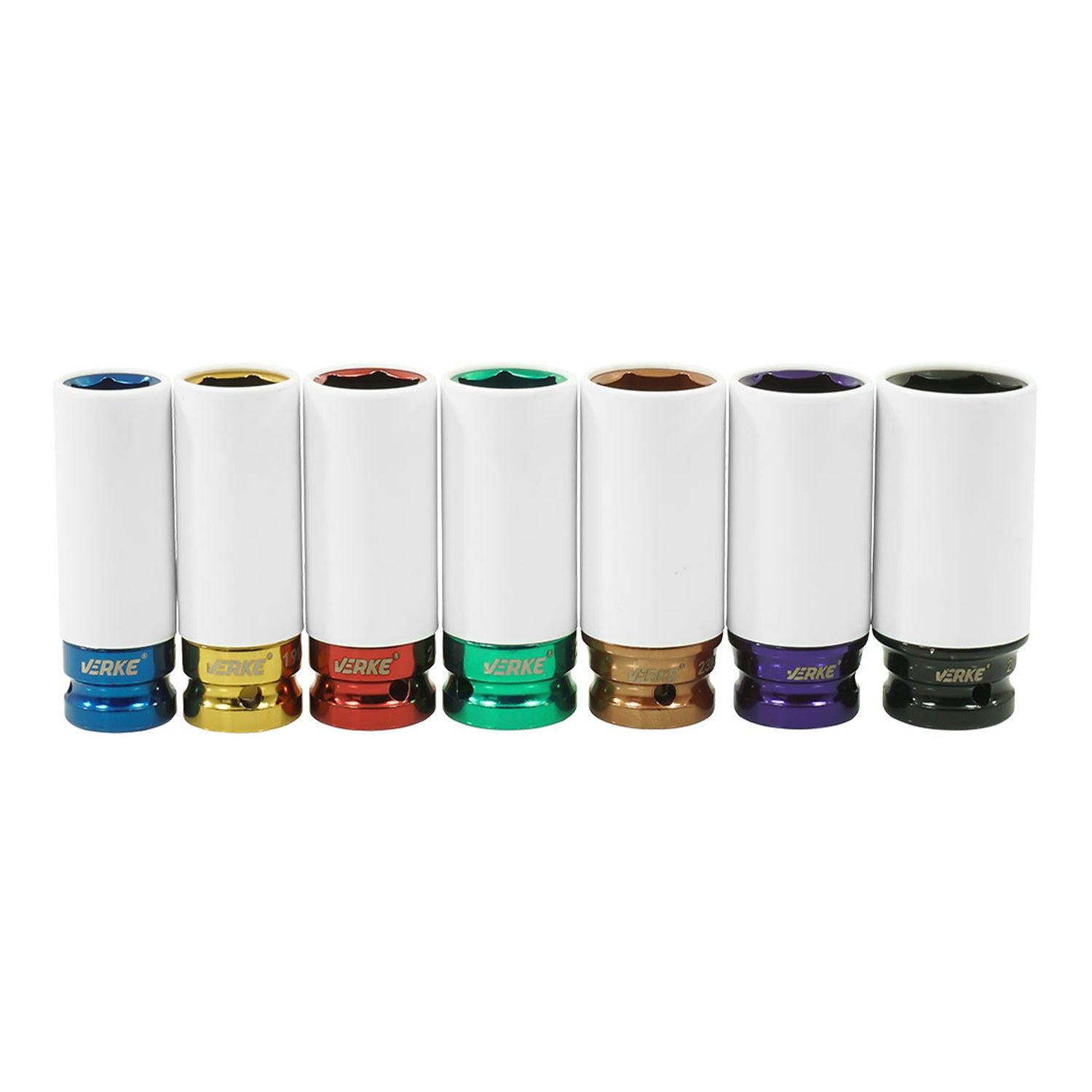 Sada rázových nástrčných hlavíc - kľúčov s ochrannou manžetou na alu disky 1/2'', 17 - 27mm, 7ks, Verke