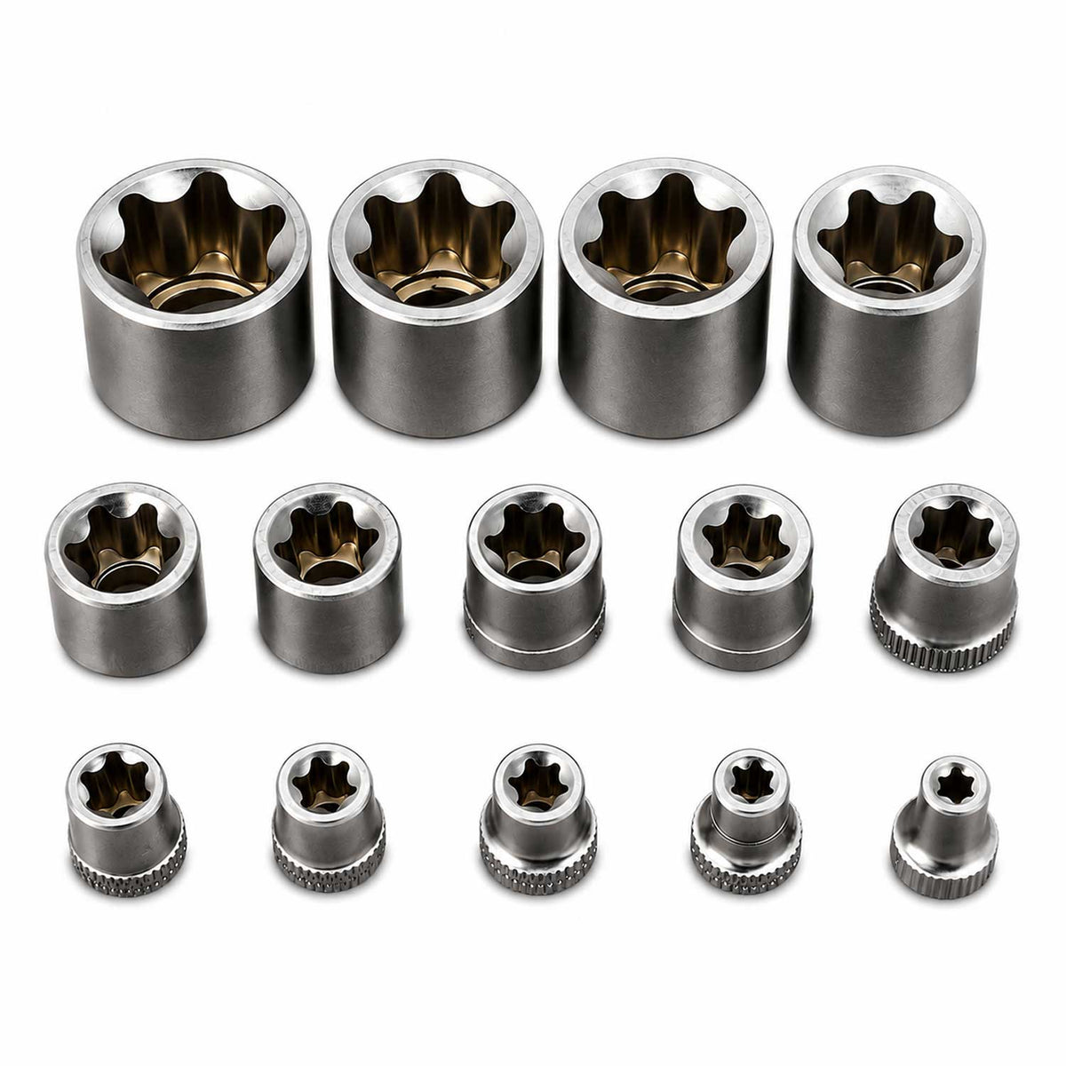 Sada nástrčných hlavíc - kľúčov, profil E, E4 - E24, 1/4", 3/8", 1/2", 14ks Gebo Tools