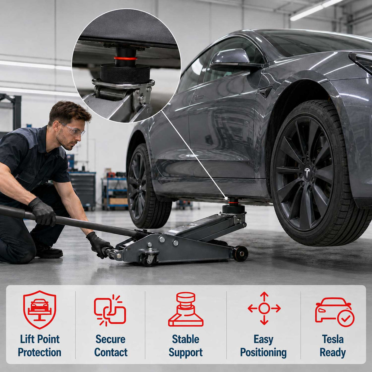 Gumová podložka na zdvihák 78mm, pre Tesla Model 3, S, Y a X, sada 4ks, Gebo Tools