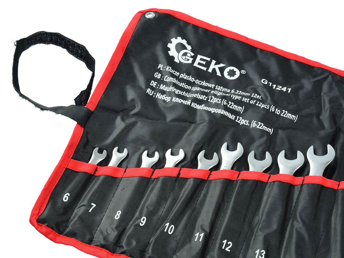 Sada kombinovaných očkoplochých kľúčov CrV, 6 - 22mm, satinované, 12ks, Geko
