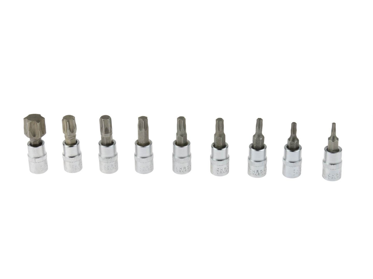 Sada nástrčných hlavíc s Torx bitmi T10 - 60, 1/4'', CrV, 9ks, Geko