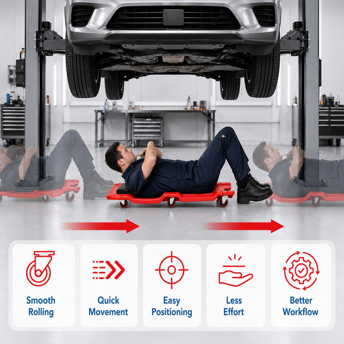 Montážne ležadlo pre automechanikov