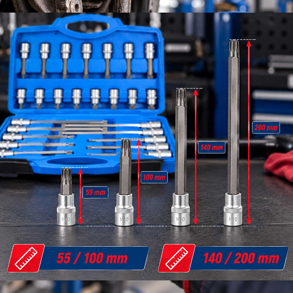 Sada nástrčných kľúčov - hlavíc s bitmi XZN M Spline, 1/2'', 26ks Gebo Tools