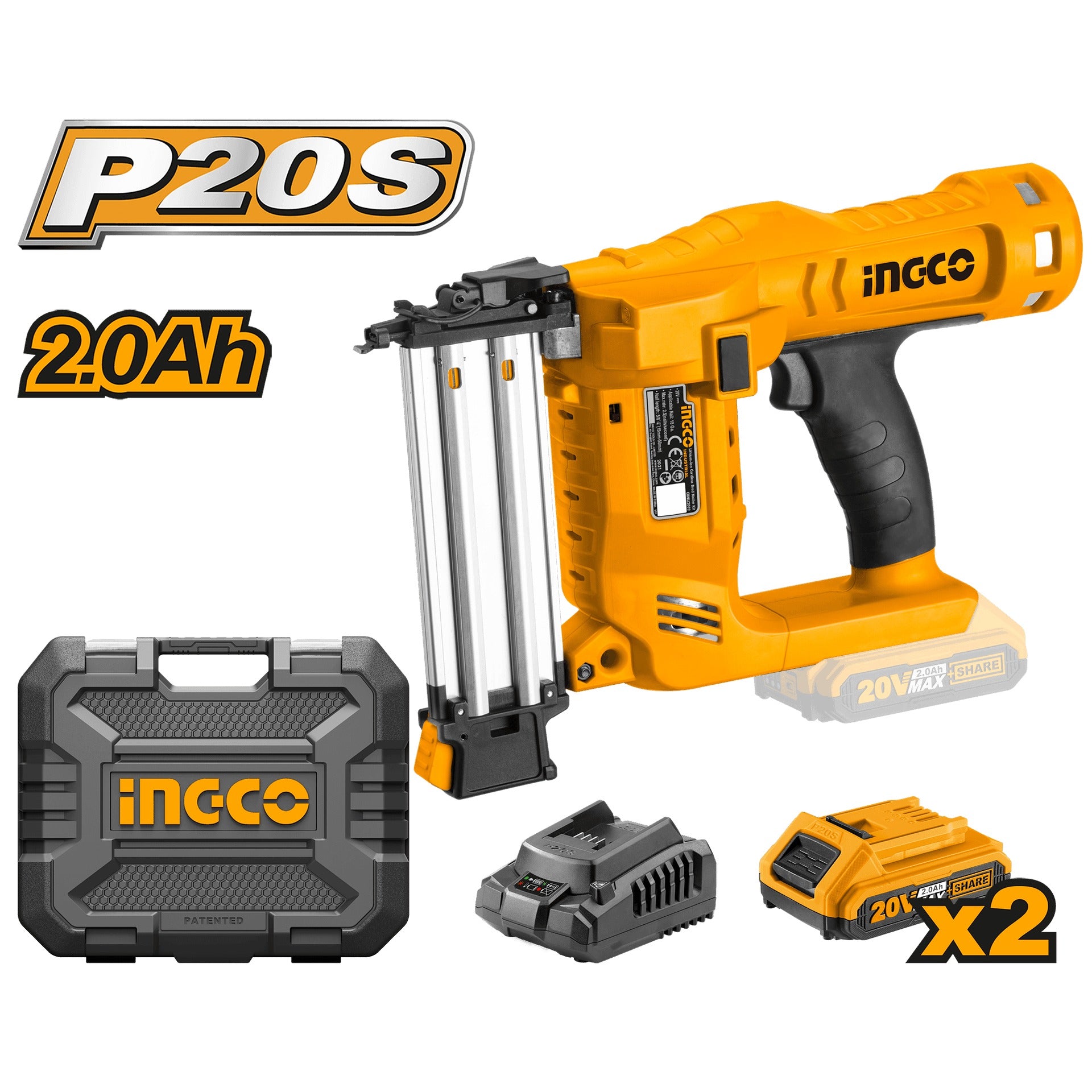 Klincovačka s 2 akumulátormi 2Ah a nabíjačkou 20V