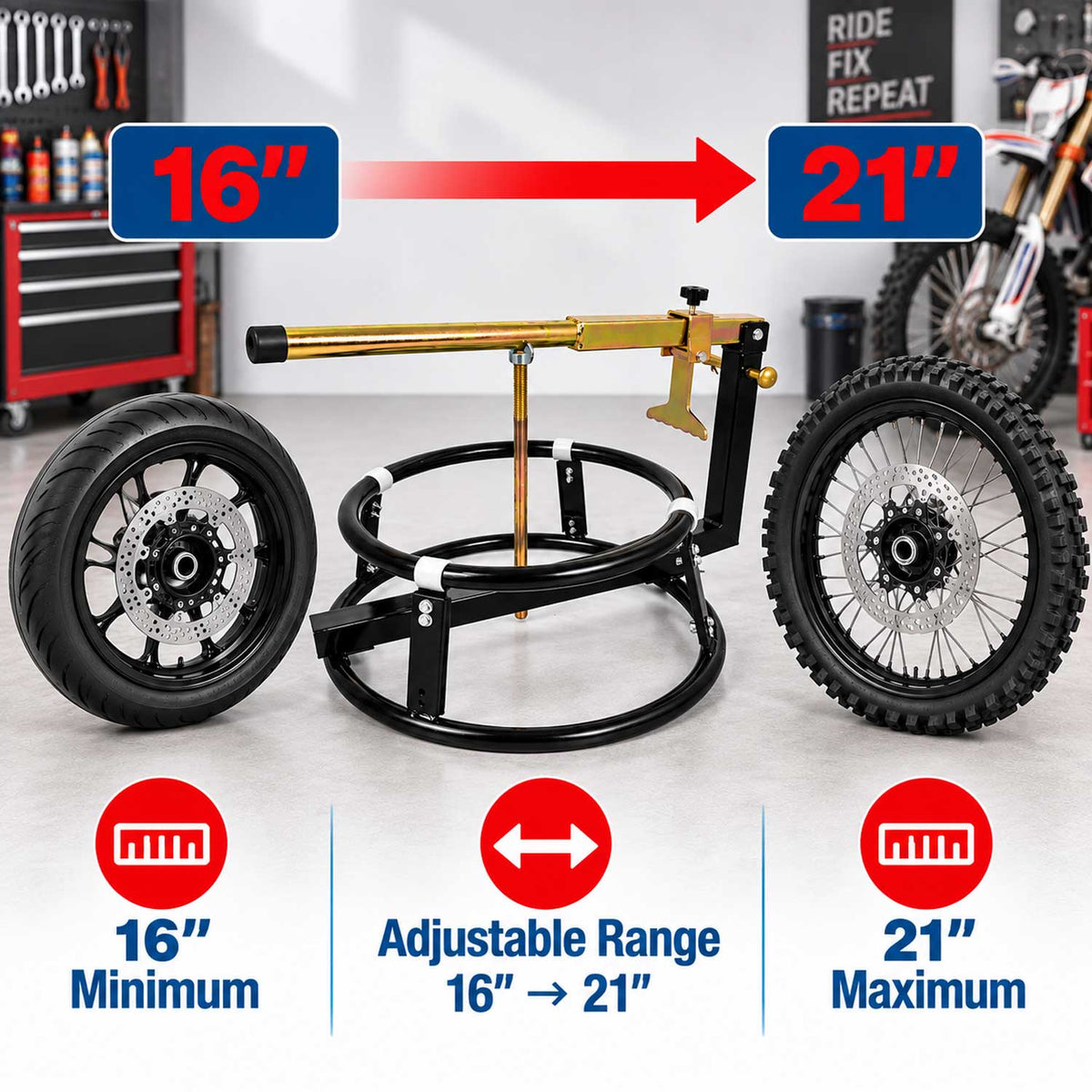 Ručná vyzúvačka pneumatík pre motocykle 16 - 21'', Gebo Tools