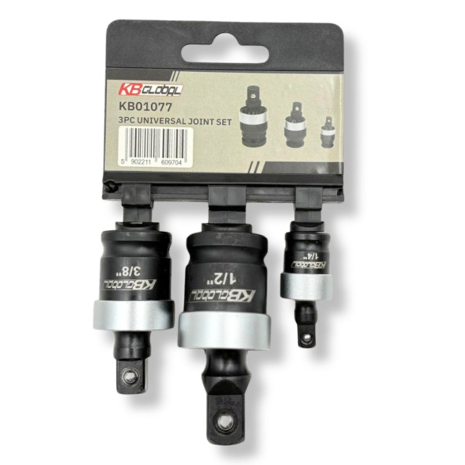 Súprava nárazových adaptérov s kardanovým kĺbom 3 diely 1/4'' 3/8'' 1/2''