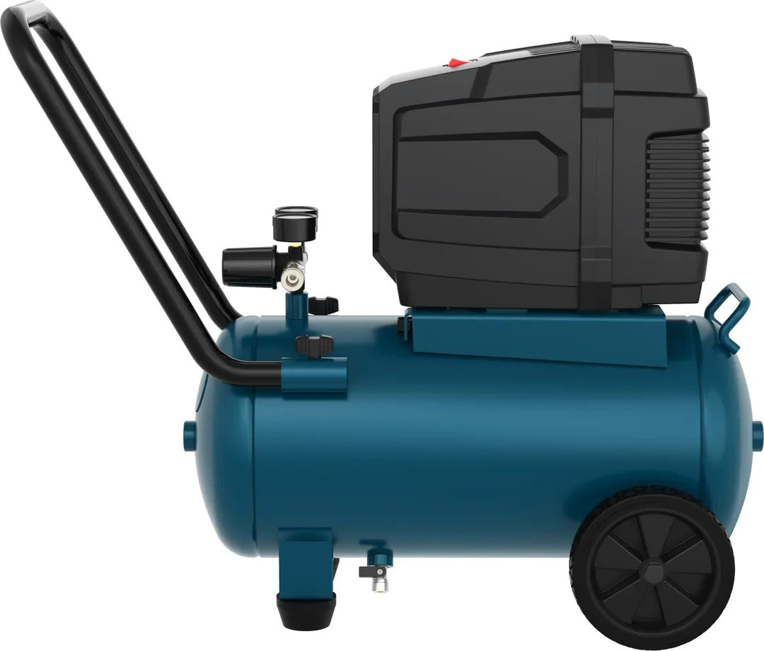 Kompresor 24l bezolejový, 8 - 10bar, 140l/min, prenosný na kolesách, tichý, nízkoúdržbový HBM Holandsko